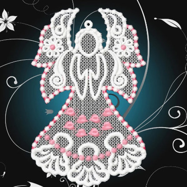 Christmas lace angel – FSL – 4 sizes –  Free_Standing_Lace – Machine file /INSTANT_ DOWNLOAD – pes – jef – dst – exp – vip – vp3/No.1130