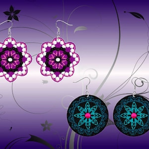 Earrings, flower, felt, 4x4hoop, Machine embroidery digitization, No.209-152 , INSTANT DOWNLOAD
