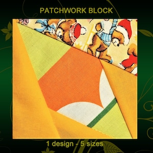 Patchwork block, design, 5 sizes, In-The-Hoop, 4/5/6/7/8hoop, video tutorial, Machine embroidery file, No.9, INSTANT DOWNLOAD