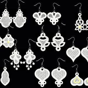 Set fsl earrings, Embroidery - 10designs - earrings - lace - No.357 - FSL - 4x4 hoop./INSTANT DOWNLOAD