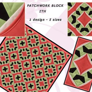 In-The-Hoop, Block patchwork, design, In-The-Hop, Quilt, 5 sizes, Machine embroidery file, No.1020, INSTANT DOWNLOAD