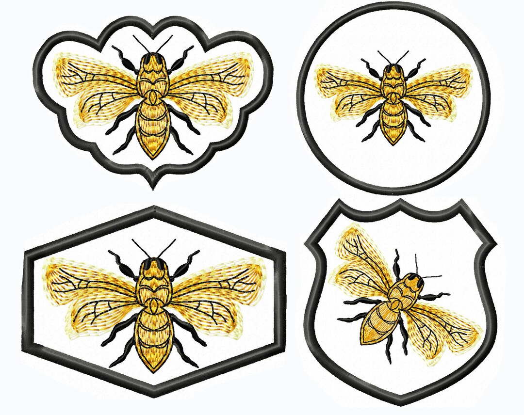 Bee - Applique, 4designs/5sizes, Patch/4x4/5x7hoop/emb.des./instant ...
