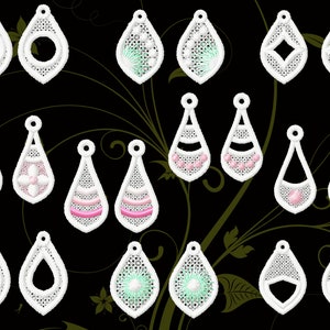 FSL set Earrings - set 10 - lace - fsl designs - 4x4hoop - embroidery file - Machine embroidery digitization - No.1506/instant download