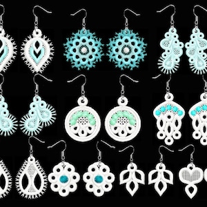 Set fsl earrings, Embroidery - 10designs - earrings - lace - No.1142 - FSL - 4x4 hoop./INSTANT DOWNLOAD