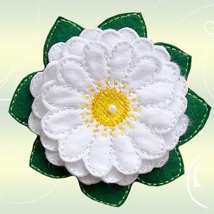 Brooch Flower - felt - daisy - 3D design - 4x4 hoop - video tutorial - Machine embroidery digitization-No.138-48/INSTANT DOWNLOAD