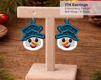 Snowman Lace Earrings – ITH Embroidery Design (4 Sizes) (Instant Download) No.293