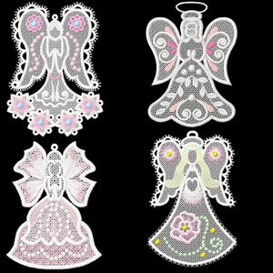 Angel FSL Lace – 4 Designs in 3 Sizes | Freestanding Lace Embroidery Files | Instant Download No.1702