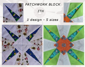 Block patchwork, In-The-Hoop, design, In-The-Hop, 5 sizes, Machine embroidery file, No.1015, INSTANT DOWNLOAD