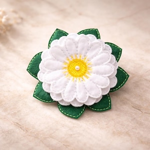 Felt Daisy Brooch – 3D Flower, Machine Embroidery Design (4x4 Hoop) (Instant Download) No.138-48