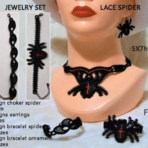 FSL - Jewelry set lace halloween - 5x7hoop - In-The-Hoop - Machine embroidery digitization, No.405, INSTANT DOWNLOAD