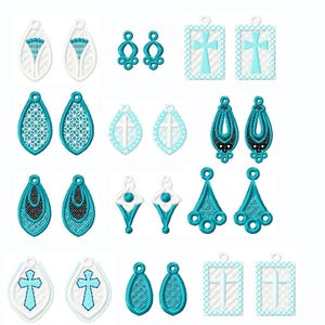 FSL earrings - 12designs - 4x4hoop - Machine -  embroidery lace - digitization./INSTANT DOWNLOAD No.1209
