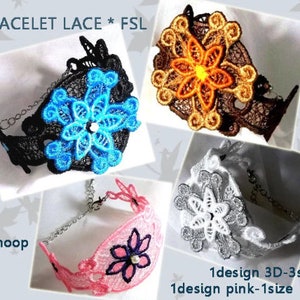 Lace bracelet 3D flower No.65 - 5x7hoop - In-The-Hoop - Machine embroidery digitization./INSTANT DOWNLOAD