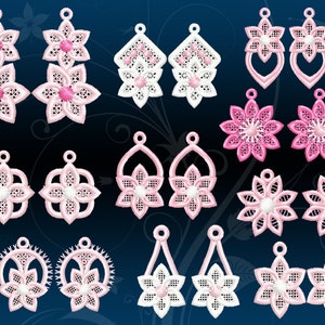 FSL flower Earrings – 10 designs lace – 4x4hoop – ith – Machine embroidery digitization/INSTANT DOWNLOAD – No.21