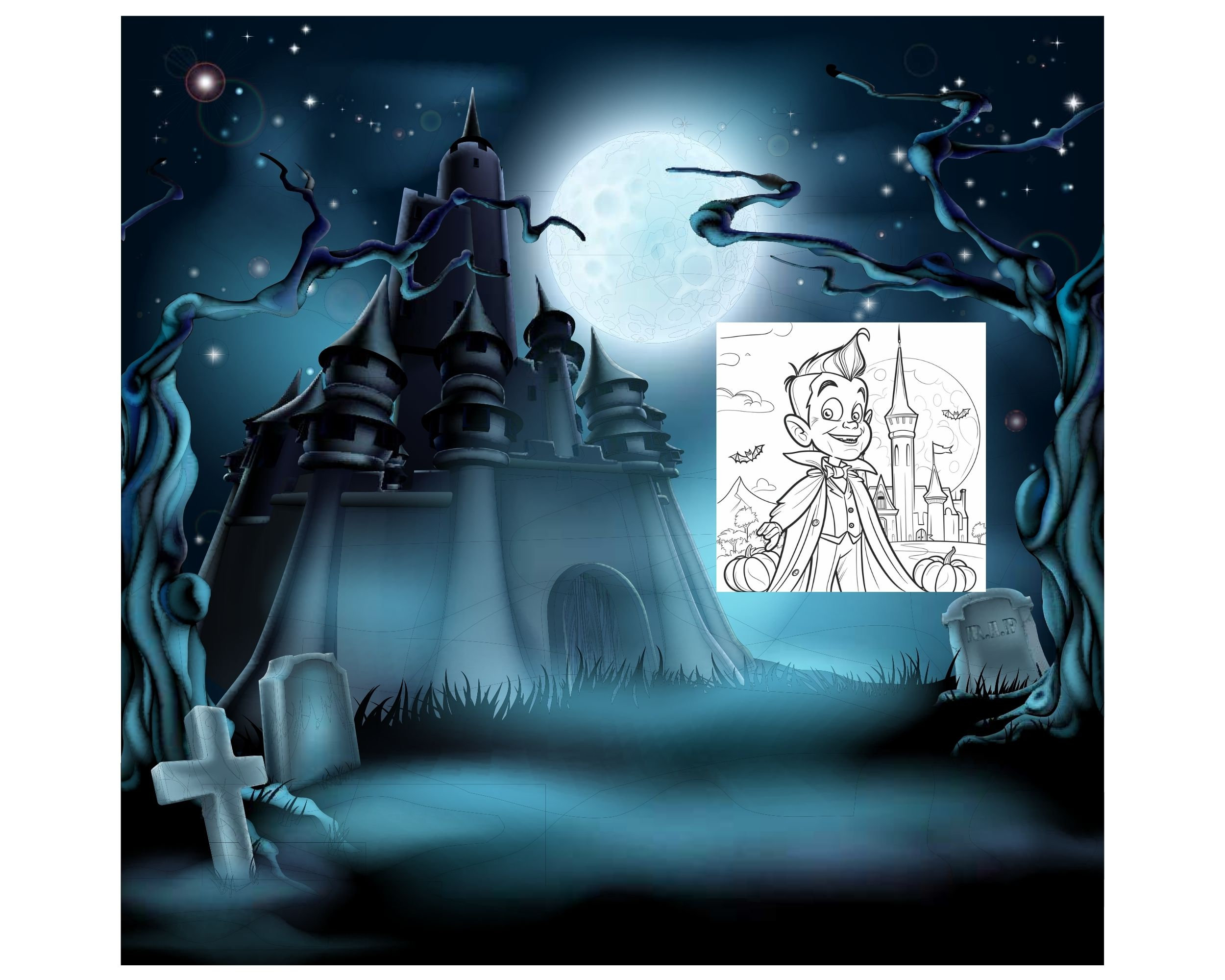 Whimsical Dracula Coloring Pages: Halloween Spooky Fun (digital ...