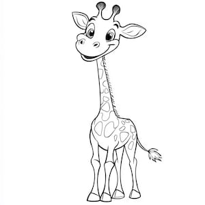 Adorable Giraffe Coloring Pages for Preschoolers | Printable PDF Download | Simple Giraffe Outline for Kids | Easy to Color Animal Page