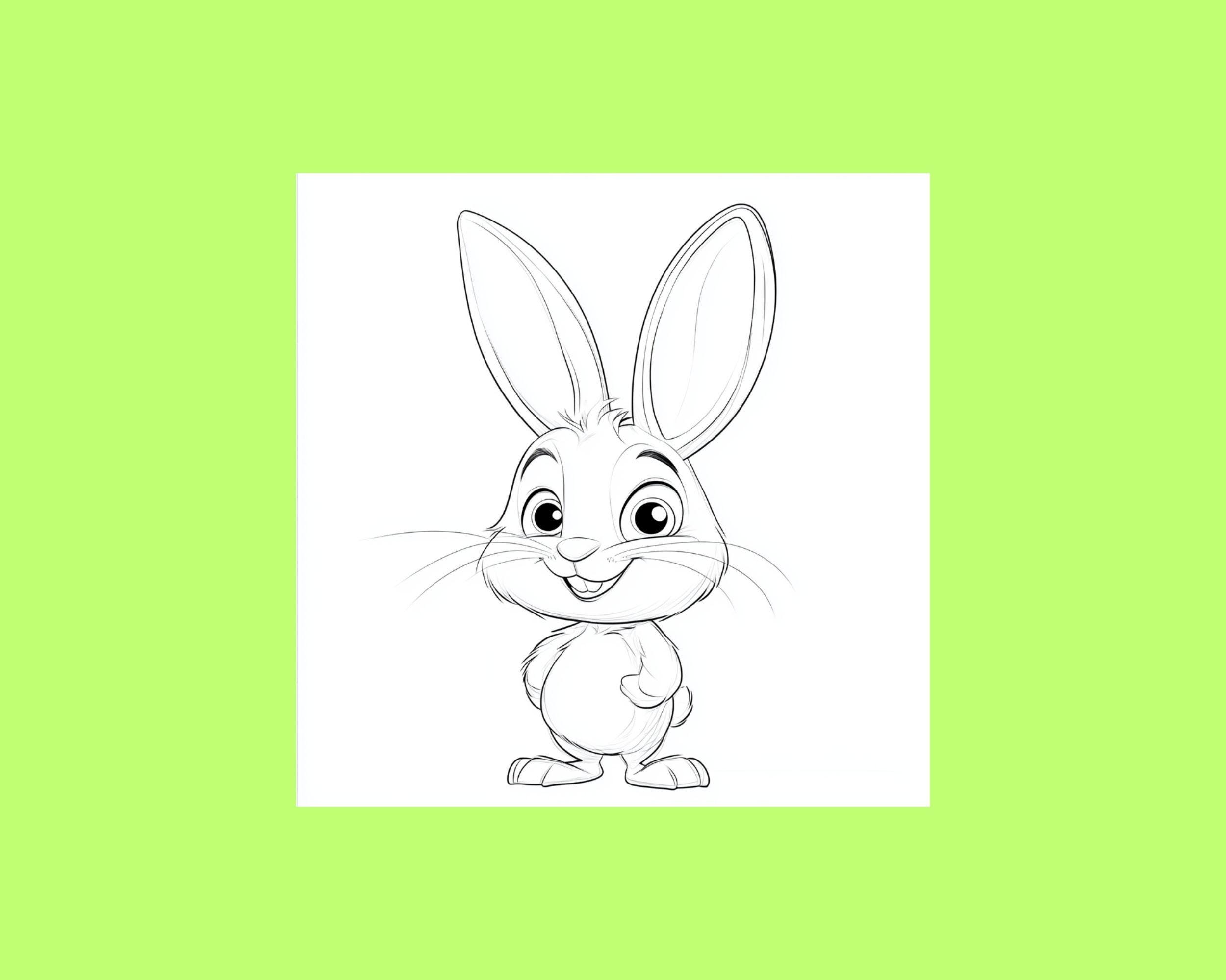 Rabbit Coloring Pages for Preschoolers: Simple Bunny Outline (printable ...