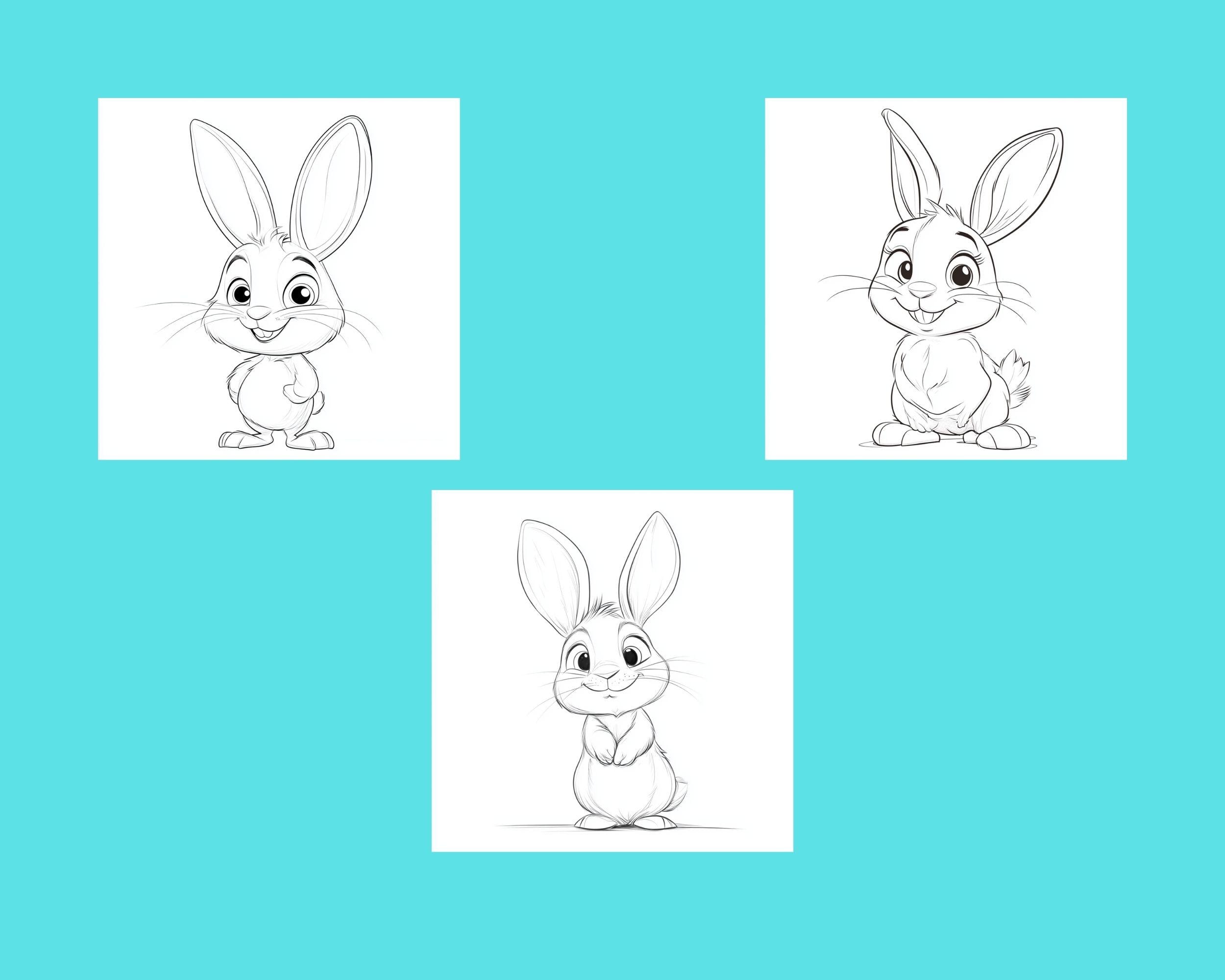 Rabbit Coloring Pages for Preschoolers: Simple Bunny Outline (printable ...