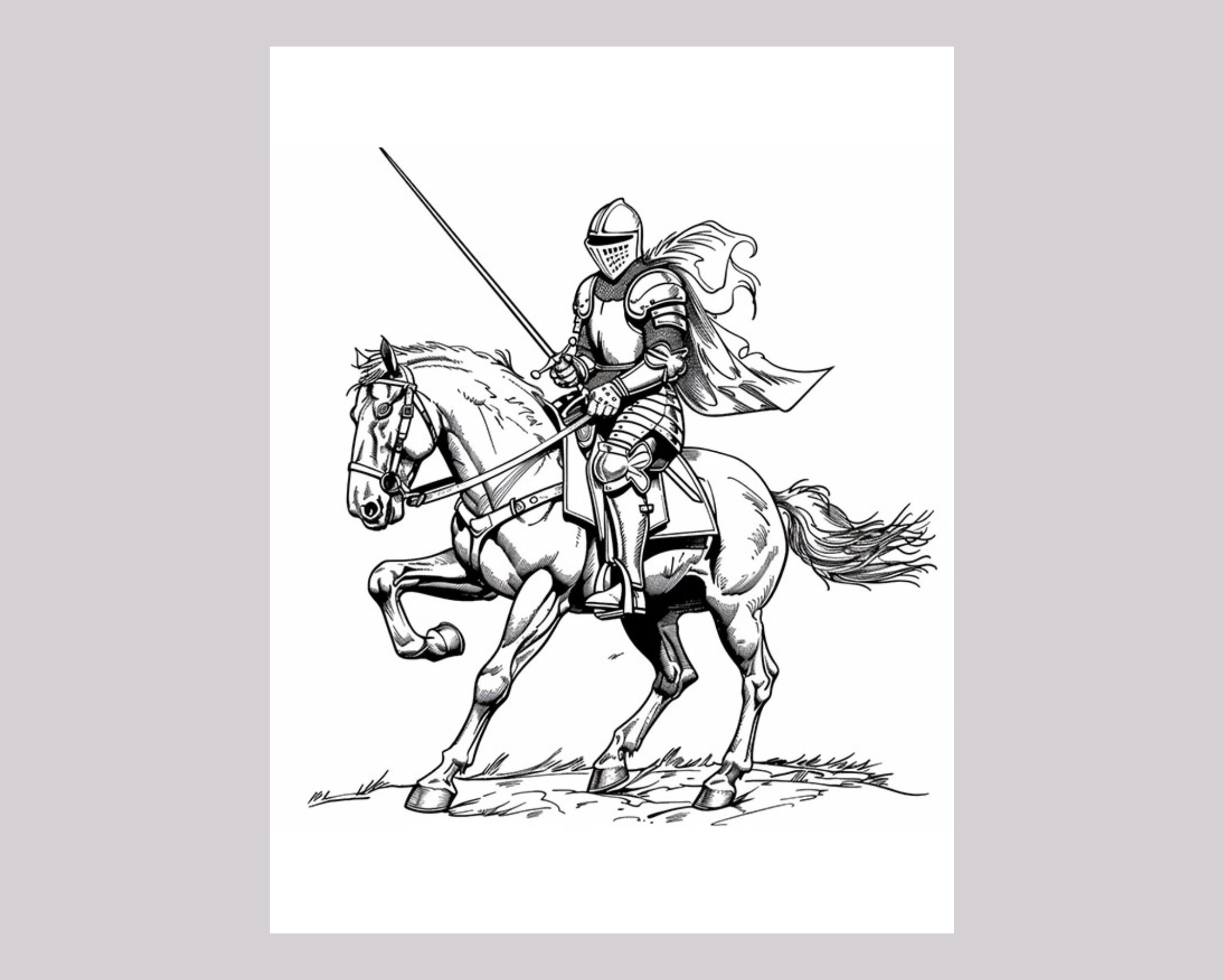 Dibujos para colorear de caballeros medievales: Arte fantástico detallado  (Descarga digital) - Etsy México, image size:2500x2000