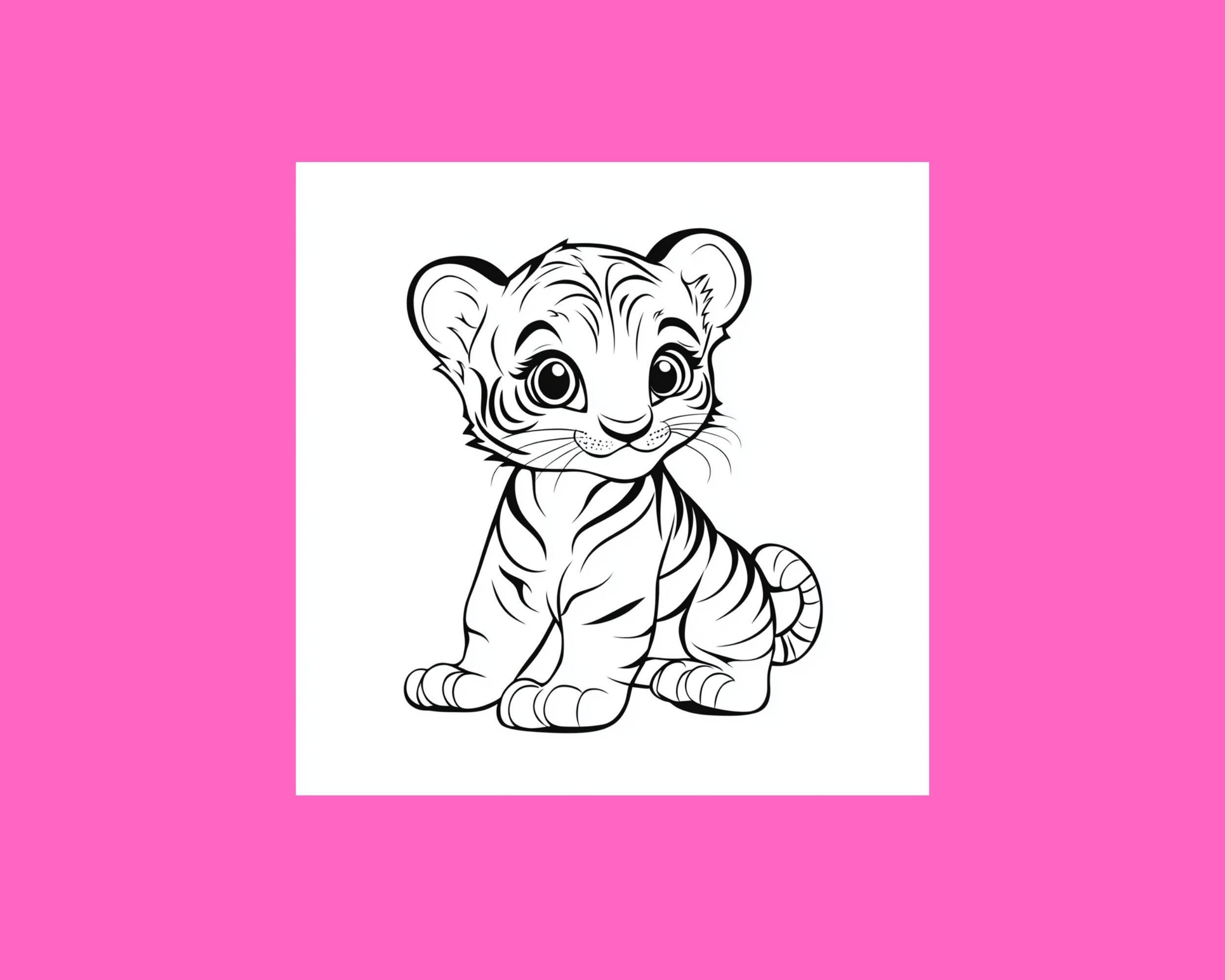 Baby Tiger Coloring Page for Preschoolers (digital Download PDF) - Etsy, image size:2500x2000