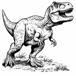 T-Rex Coloring Pages - Detailed Tyrannosaurus Rex Coloring Sheets, Printable Digital Download, Fun for Kids & Adults, Unique Prehistoric Art