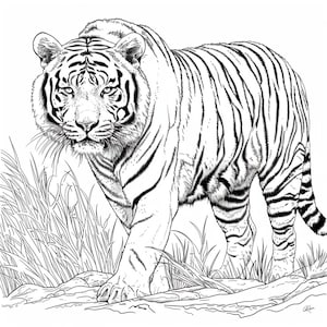 Siberian Tiger Coloring Pages - Digital Download, Detailed Wildlife Art ...