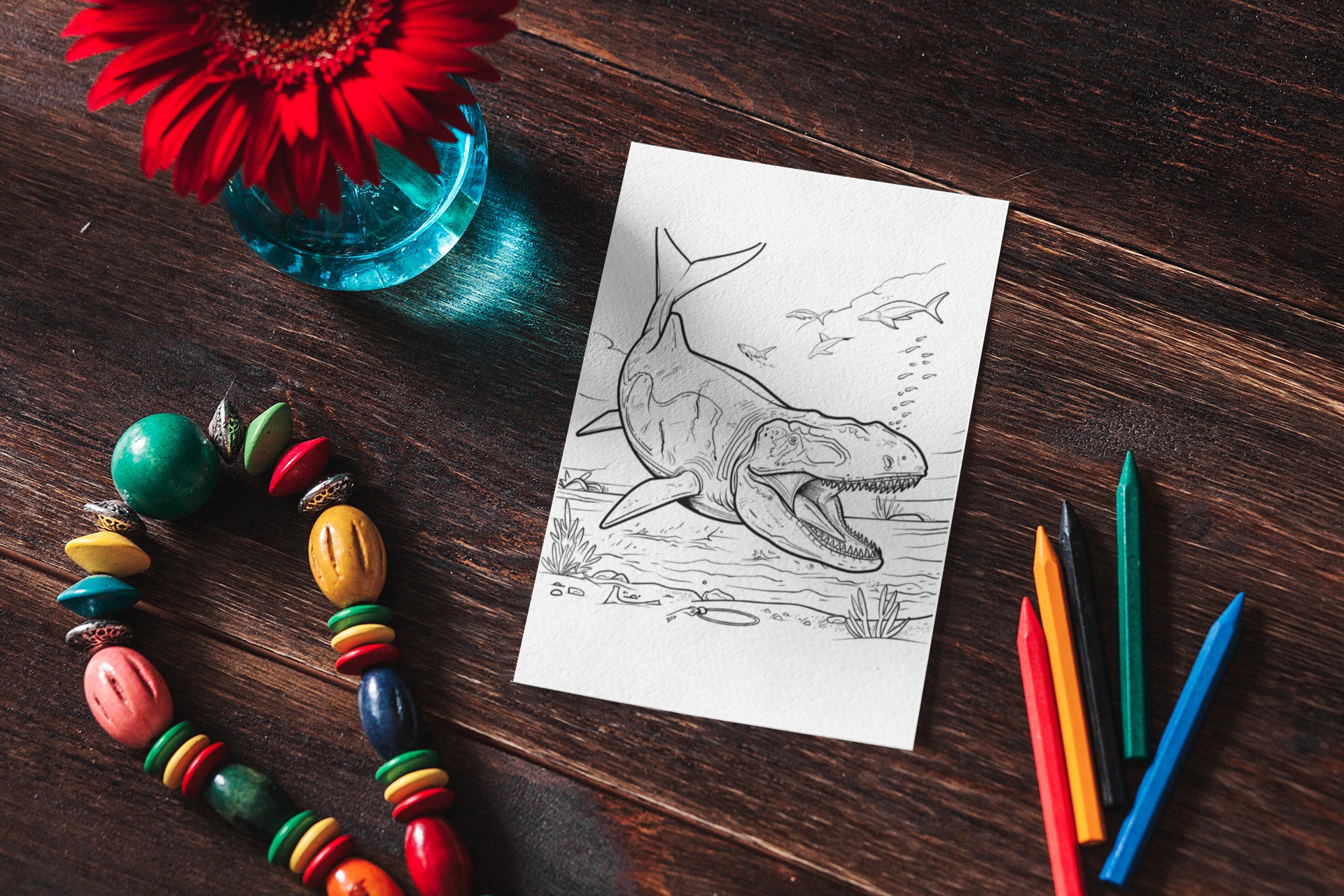 Mosasaurus Coloring Pages: Prehistoric Ocean Predator (digital Download ...