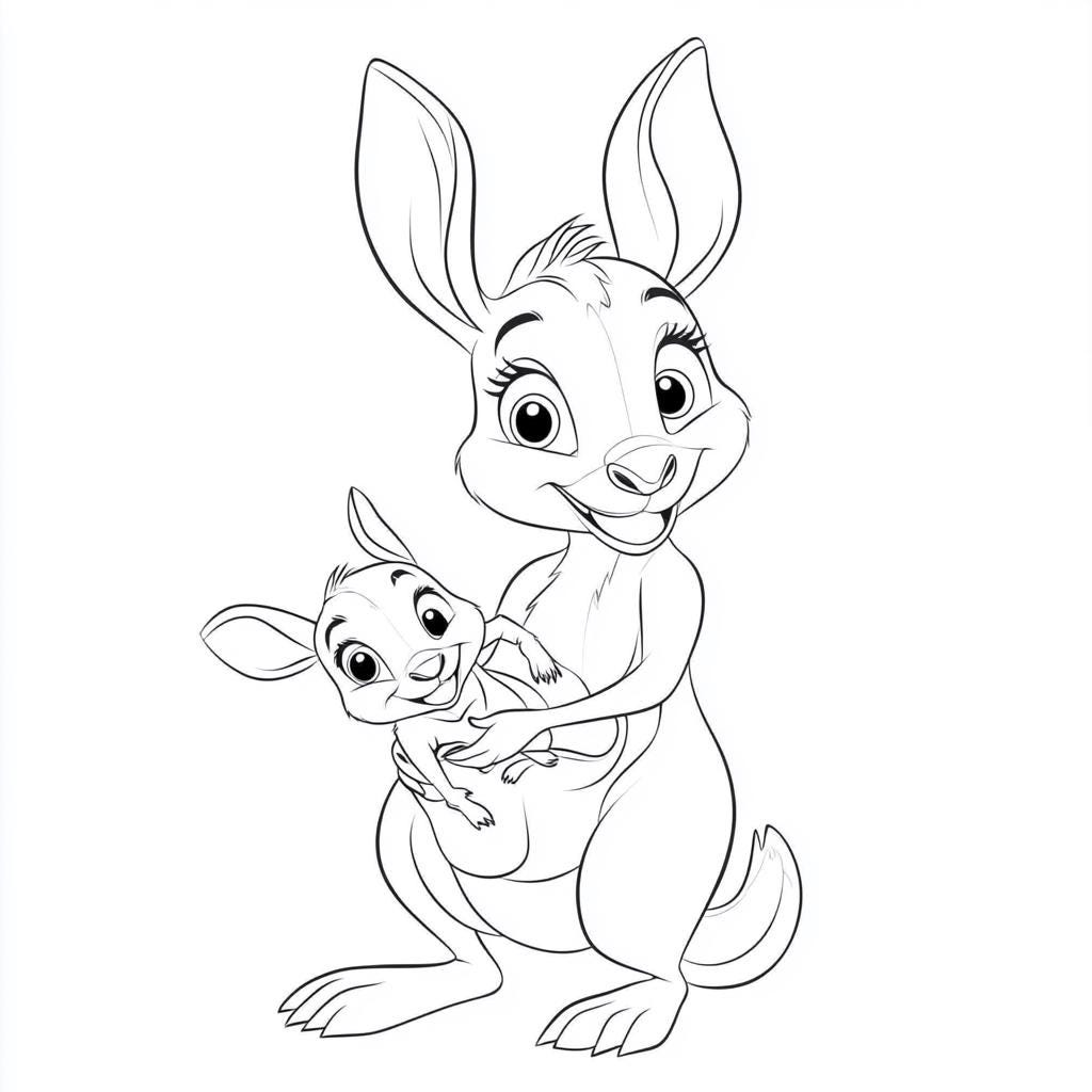 Dibujos para colorear de canguro y Joey para niños en edad preescolar  (Descarga digital en PDF) - Etsy México, image size:1024x1024