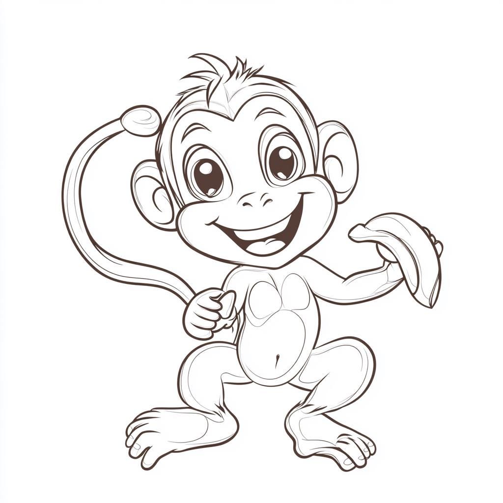 Adorable Monkey Coloring Pages for Preschoolers | Digital PDF Download ...