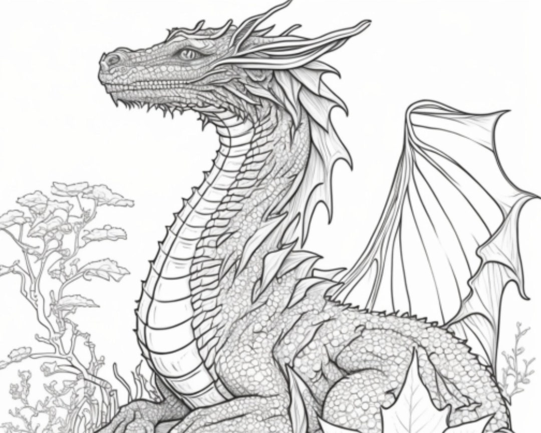 Captivating Dragon Coloring Pages Set of 3 Printable Black & White PDF