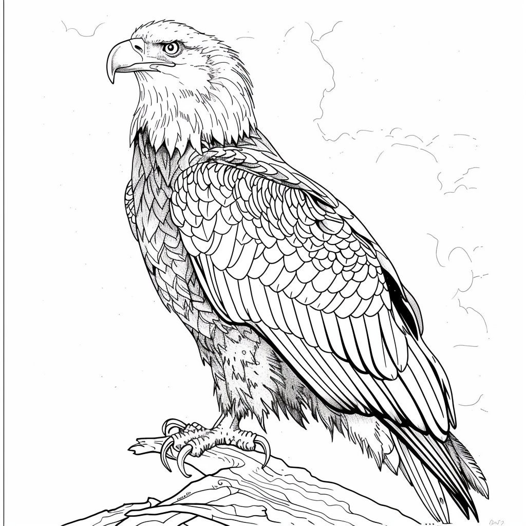 Majestic Bald Eagle Coloring Pages - Digital Download, Detailed Bird ...