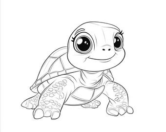 Turtle Coloring Page for Preschoolers (Digital Download)