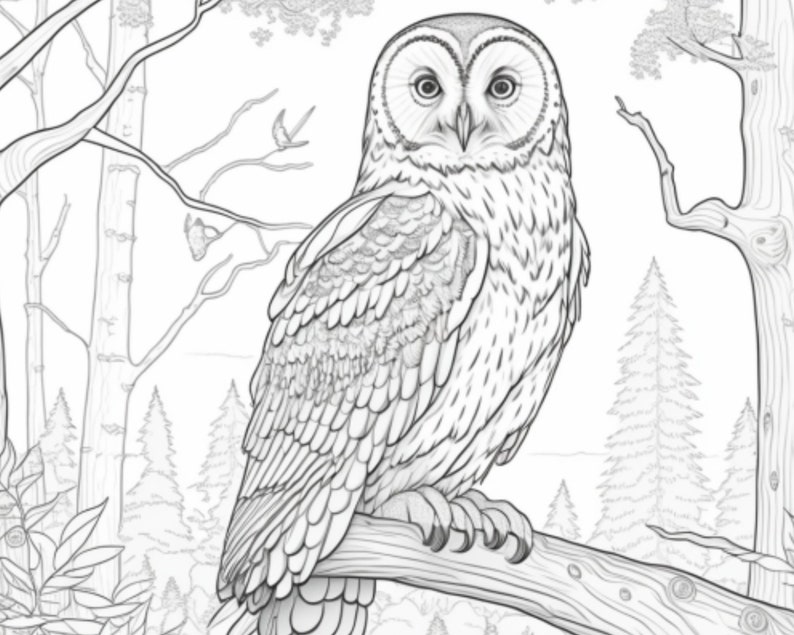 Owl Coloring Pages - Charming Black &amp; White Outlined Printable PDF in ...