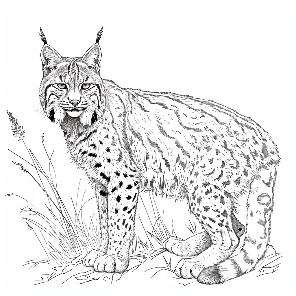 Majestic Bobcat Coloring Pages - Instant Download - US Letter & A4