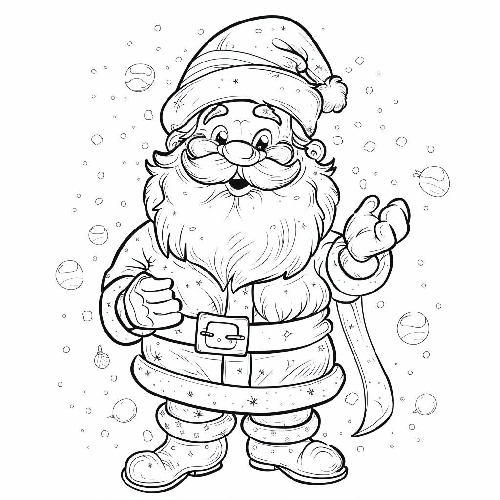 Whimsical Santa Claus Coloring Pages: Festive Christmas Fun (digital ...