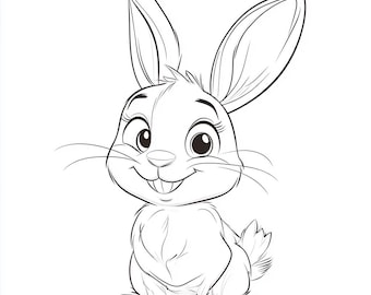 Rabbit Coloring Pages for Preschoolers: Simple Bunny Outline (Printable PDF)