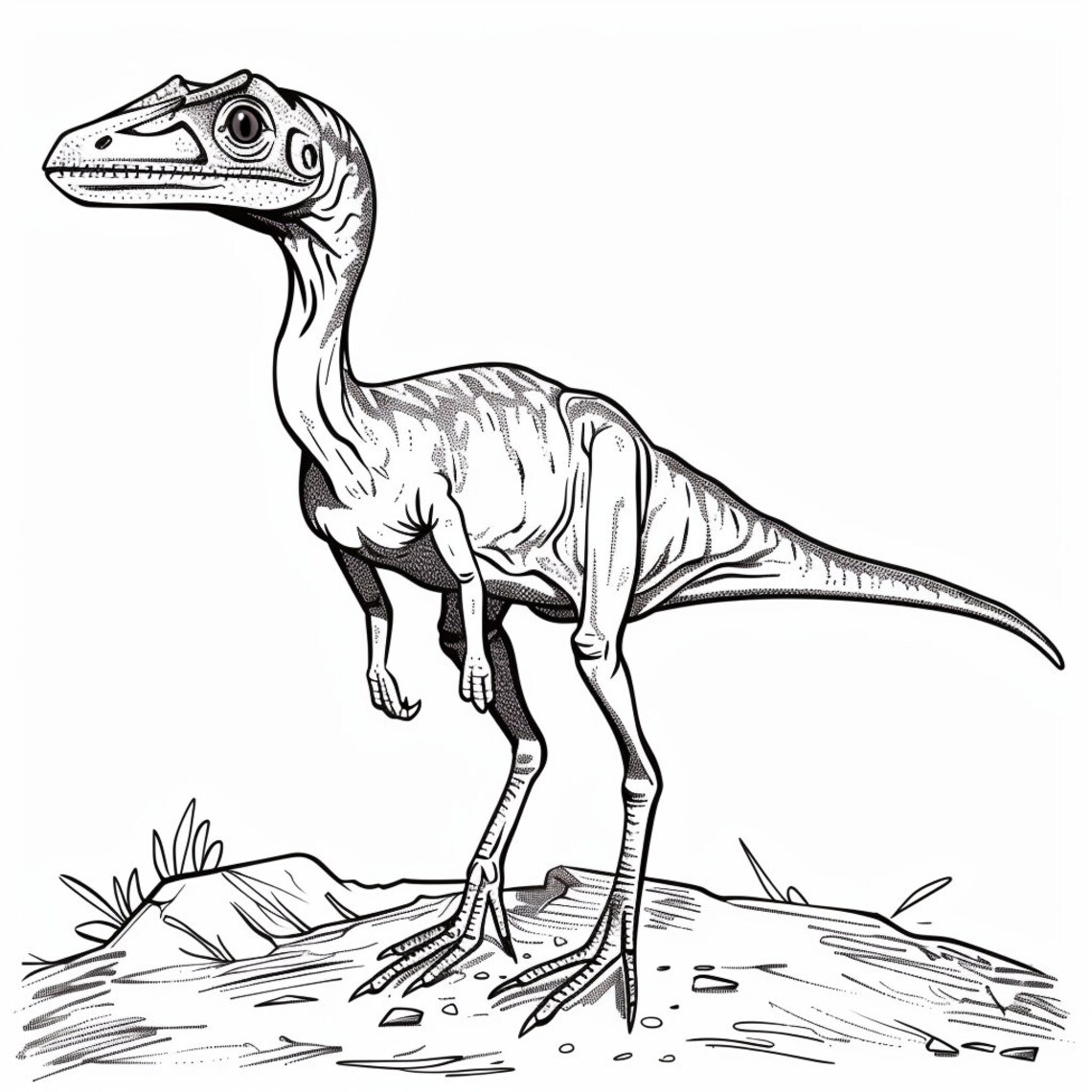 Compsognathus Dinosaur Coloring Pages Printable Art (PDF Download) Etsy