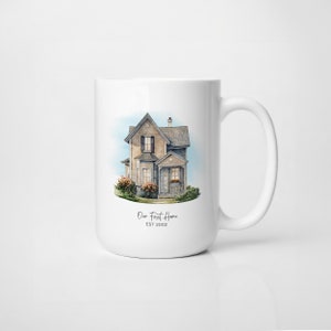 Custom Home Mug, New Home Mug, House Mug Housewarming Gift, Personalized Home Portrait Mug, New Home Gift, House Warming, Real Estate Gift