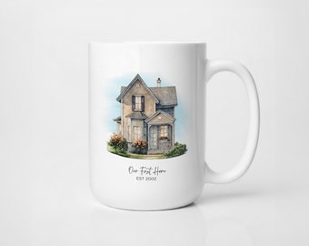 Custom Home Mug, New Home Mug, House Mug Housewarming Gift, Personalized Home Portrait Mug, New Home Gift, House Warming, Real Estate Gift