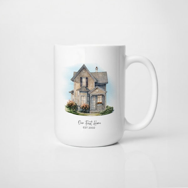 Mug maison personnalisé, Mug maison neuve, Mug maison, cadeau de pendaison de crémaillère, Mug portrait de maison personnalisé, cadeau maison neuve, pendaison de crémaillère, cadeau immobilier