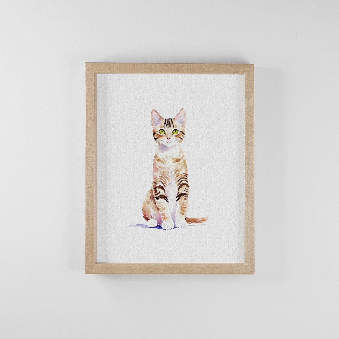 Mini Custom Watercolor Cat Portrait, Cat Memorial, Cat Loss Gift, Cat