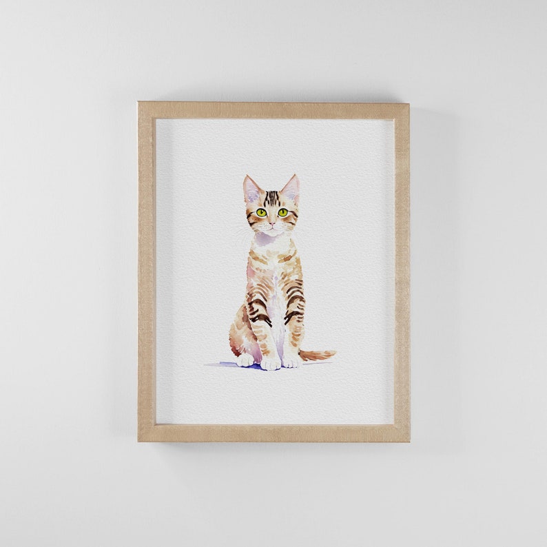Mini Custom Watercolor Cat Portrait, Cat Memorial, Cat Loss Gift, Cat Lover Gift, Pet Painting, Tiny Paintings, Miniature Painting image 1