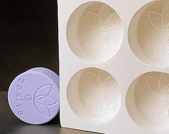Custom Soap Mold, Food-Grade Silicone, 6 Round Cavities, Made in Spain | Optional 3D Logo Design First ø55 x 35 mm