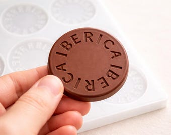 Branded Chocolate Coin Mold with Your Logo | Ø50x10mm – 24 Cavity Custom Silicone Mold for Hotels, Events & Sweets
