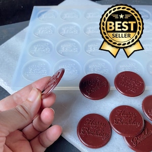Custom silicone mold for Chocolate, Cupcake topper, Personalized mold 24 cavities food silicone mold, Name cake topper, Diameter 40 x 3mm
