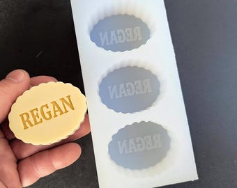Personalized Food-Grade Silicone Mold with Logo – Custom Butter Mold, 3 Cavities 50x35x25mm, Handmade Branding Mold