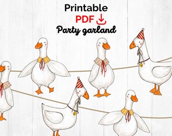 Printable Party Garland, Goose garland, Ducks garland, Goose party, PDF garland