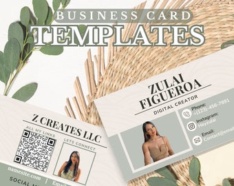 Business Card Template Design, QR Code, Instant Download, Printable Business Card Template, DIY Calling Card, Editable Card, Canva Template