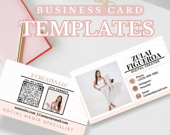Business Card Template Design, QR Code, Instant Download, Printable Business Card Template, DIY Calling Card, Editable Card, Canva Template
