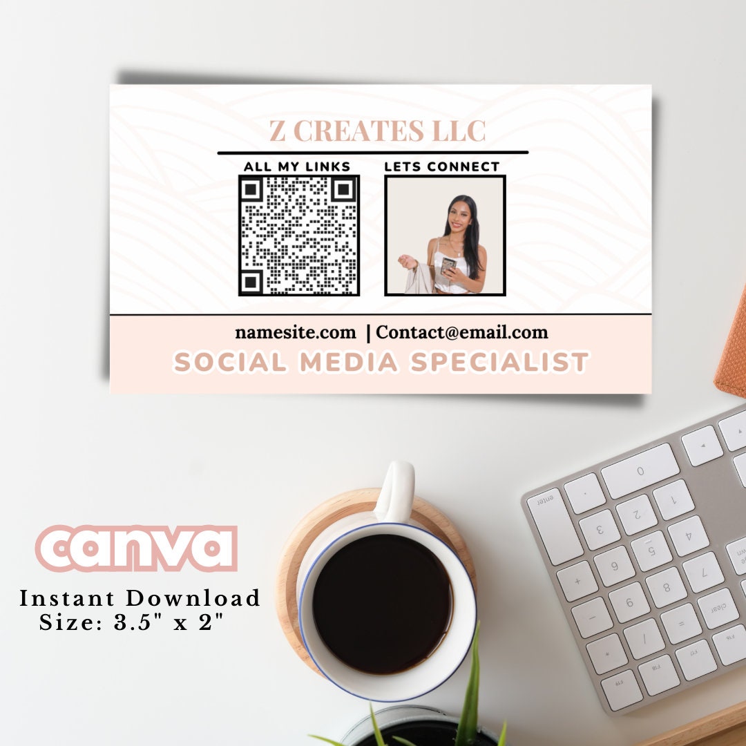 Business Card Template Design, QR Code, Instant Download, Printable ...