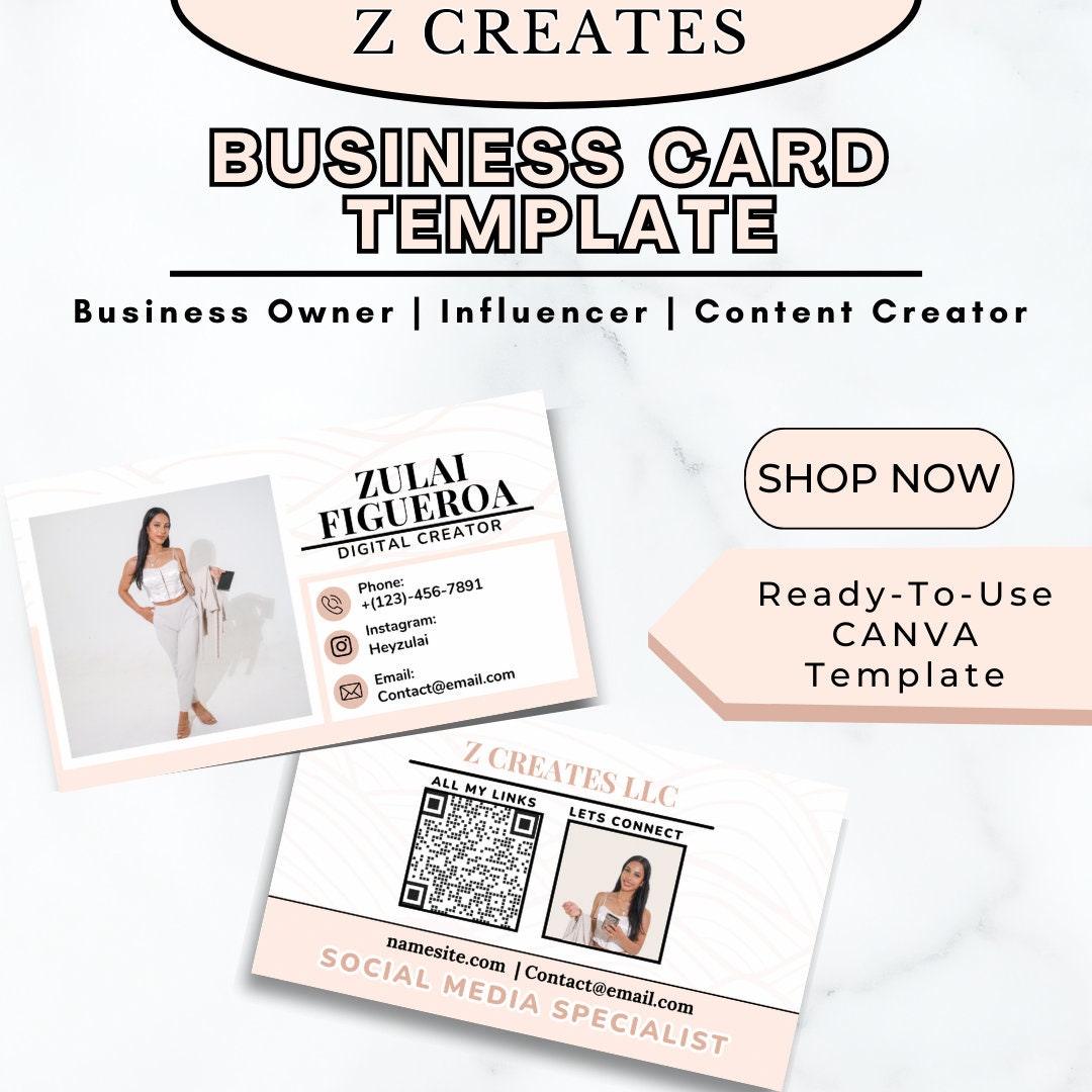 Business Card Template Design, QR Code, Instant Download, Printable ...